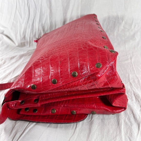 Caggiano Vintage Red Leather Briefcase Messenger Bag - Picture 7 of 14